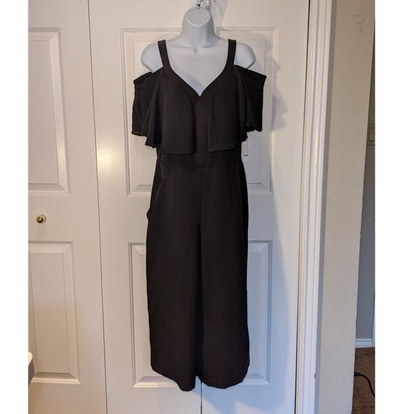 Maggie London Crepe Cold Shoulder Jumpsuit - Picture 1 of 8